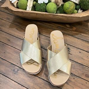 Sam Edelman Gold Audrea Criss Cross Sandal Slide 9